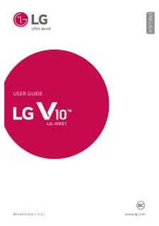 LG V10 manual. Smartphone Instructions.